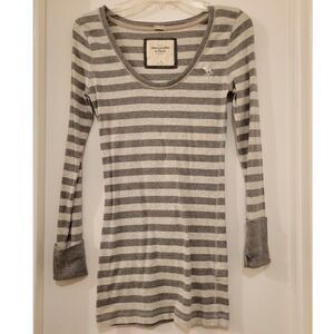 Y2K Abercrombie Fitch White Gray Striped Long Sleeve Bella Swan Elena Gilbert